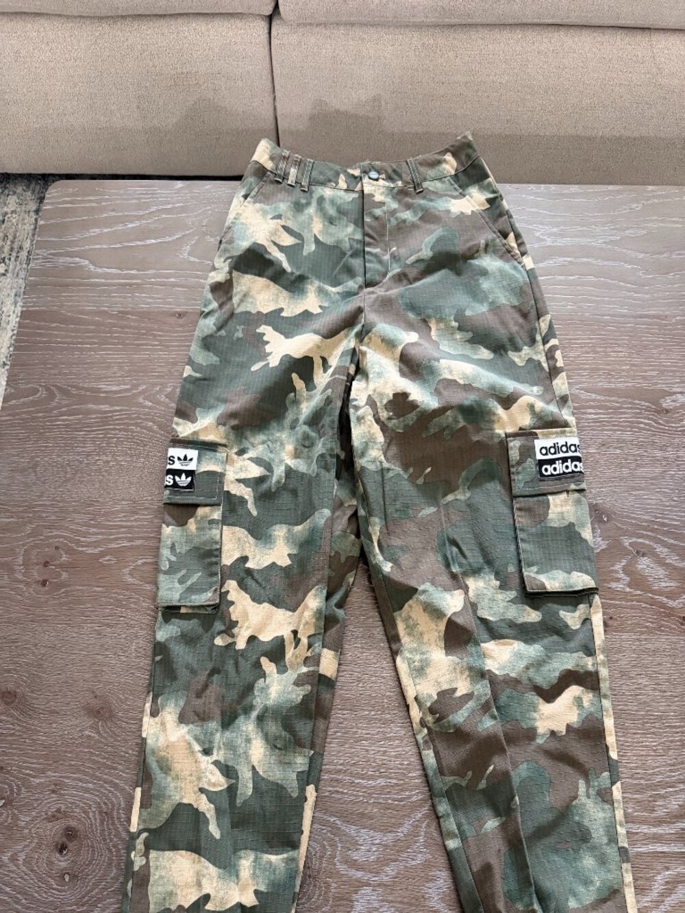 Womens Adidas Originals Camo Hemp Track Pants Cargo Joggers Rip Stop Size Small